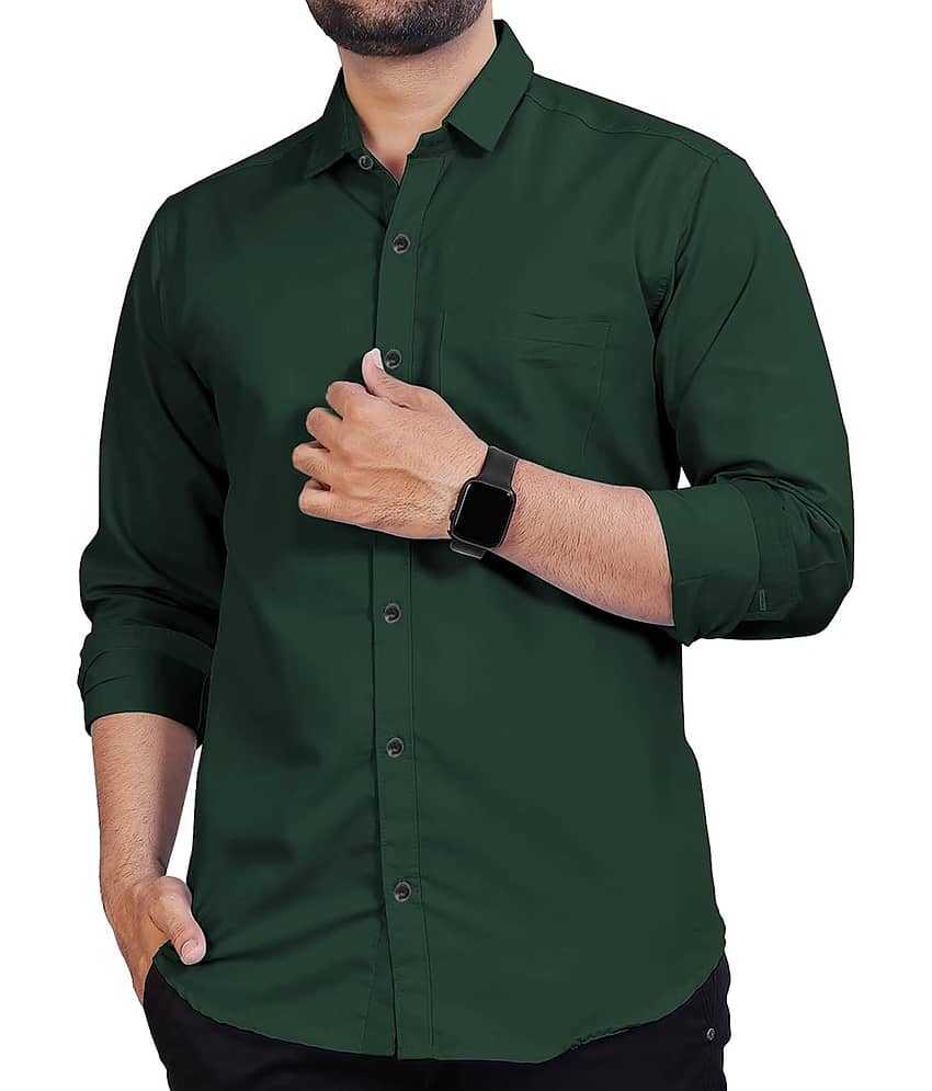 UNI VIBE Cotton Blend Slim Fit Solids Full Sleeves Men's Casual Shirt - Blue ( Pack of 1 ) view 2