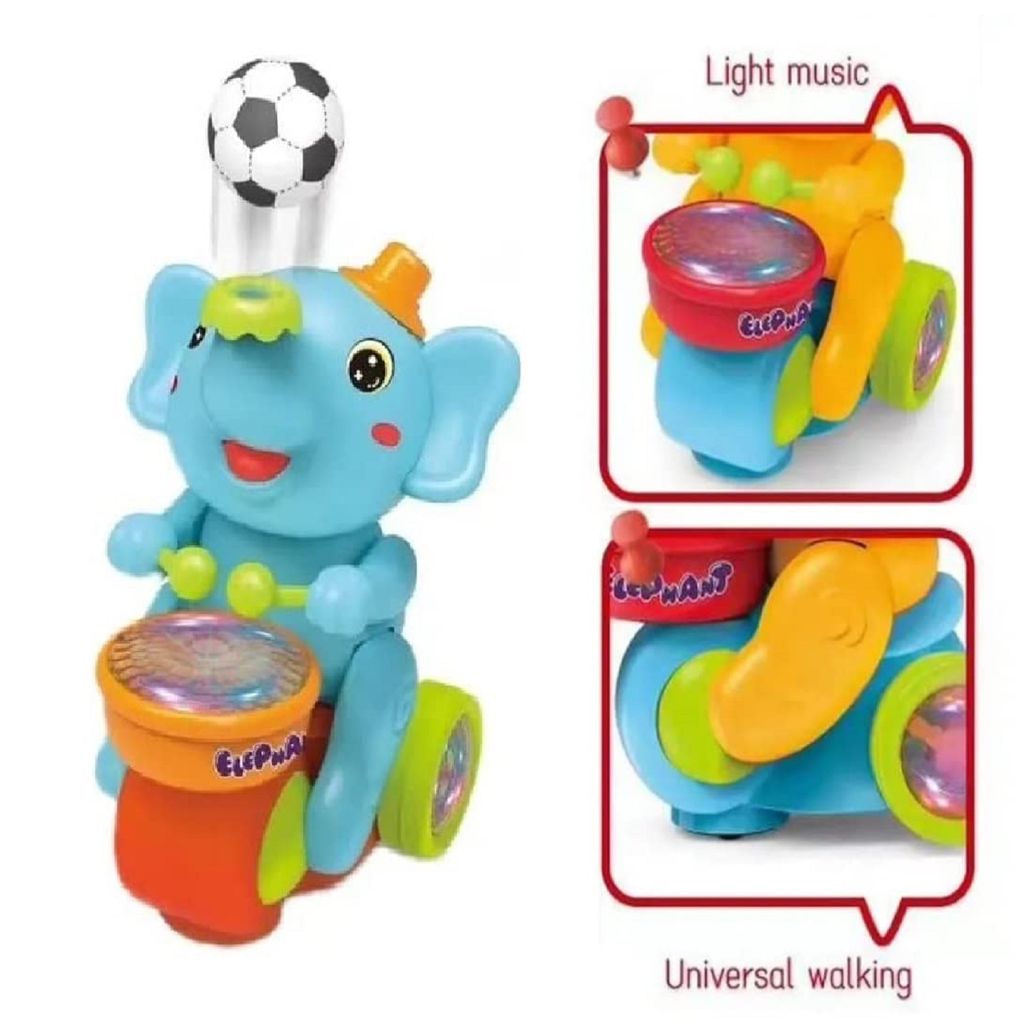 Elephant Musician Toy with Levitation Ball on Nose Along with Dazzling Light Drum Sound Music and Elephant Sound for Baby Toys and Toys for Boy Girl (Multicolor, Pack of 1) view 2