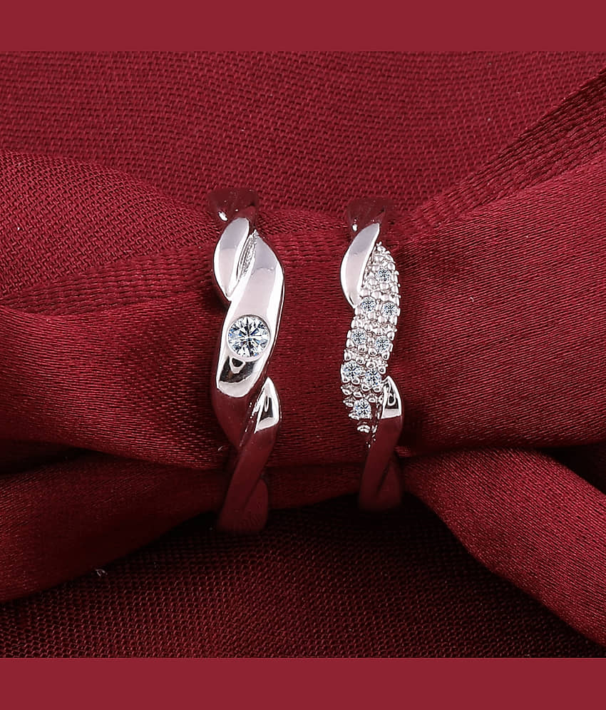Silverplated Ideal Solitaire LOVE His and Her Adjustable proposal couple ring For Men And Women Jewellery view 2
