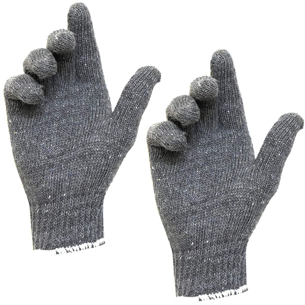 Solance Unisex Reusable Washable Knitted Cotton Safety Hand Gloves Free Size (Pack of 20) Grey view 2