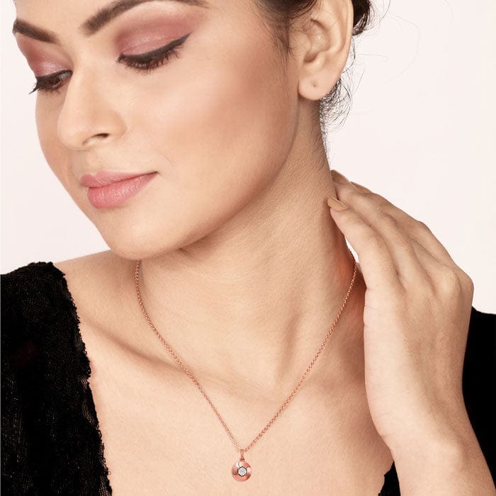 Rose Gold Round Illusion Pendant with Chain view 2