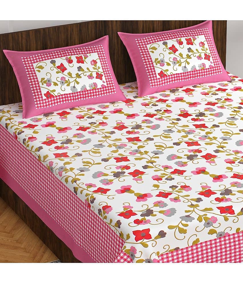 Cosito Cotton 1 Double Bedsheet with 2 Pillow Covers ( Multicolor ) view 2