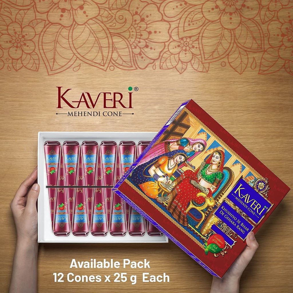 Kaveri Natural Herbal Mehndi Cones with 25g each Reddish Brown (Pack of 24 Pieces) Pack of 2 view 2