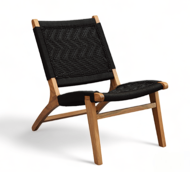 Orchid Homez Hand Woven Lounge Chair Solid Wood Outdoor Chair (Natural, Pre-Assembled) (Black) view 2