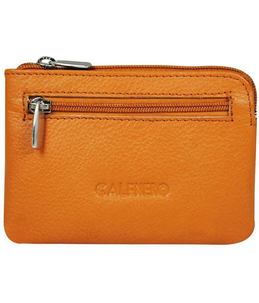 Calfnero Leather Orange Pouch view 2