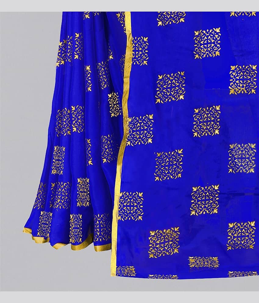 Rhey Chiffon Printed Saree With Unstitched Blouse Piece ( Mint Green ) view 2