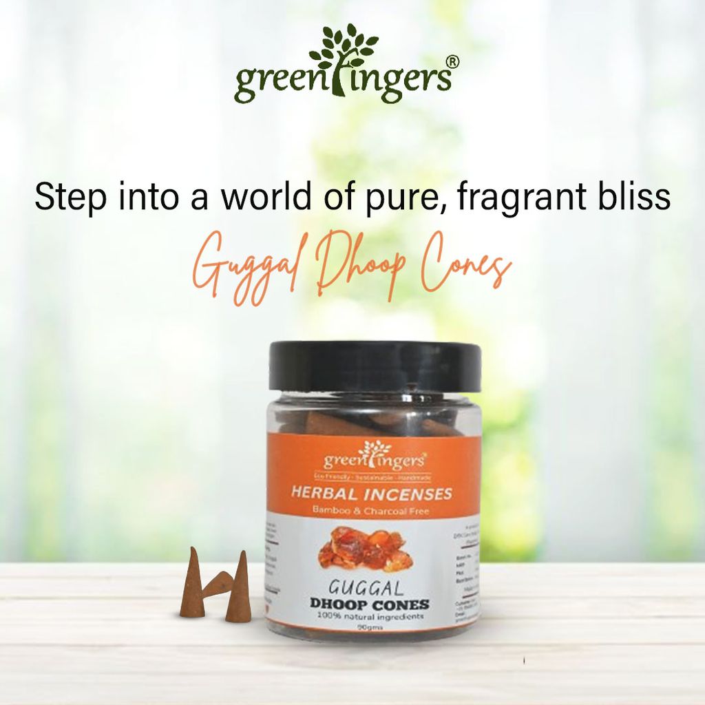 Green Fingers; Guggal Dhoop Cones . All dhoop base is of hawan samagri ,