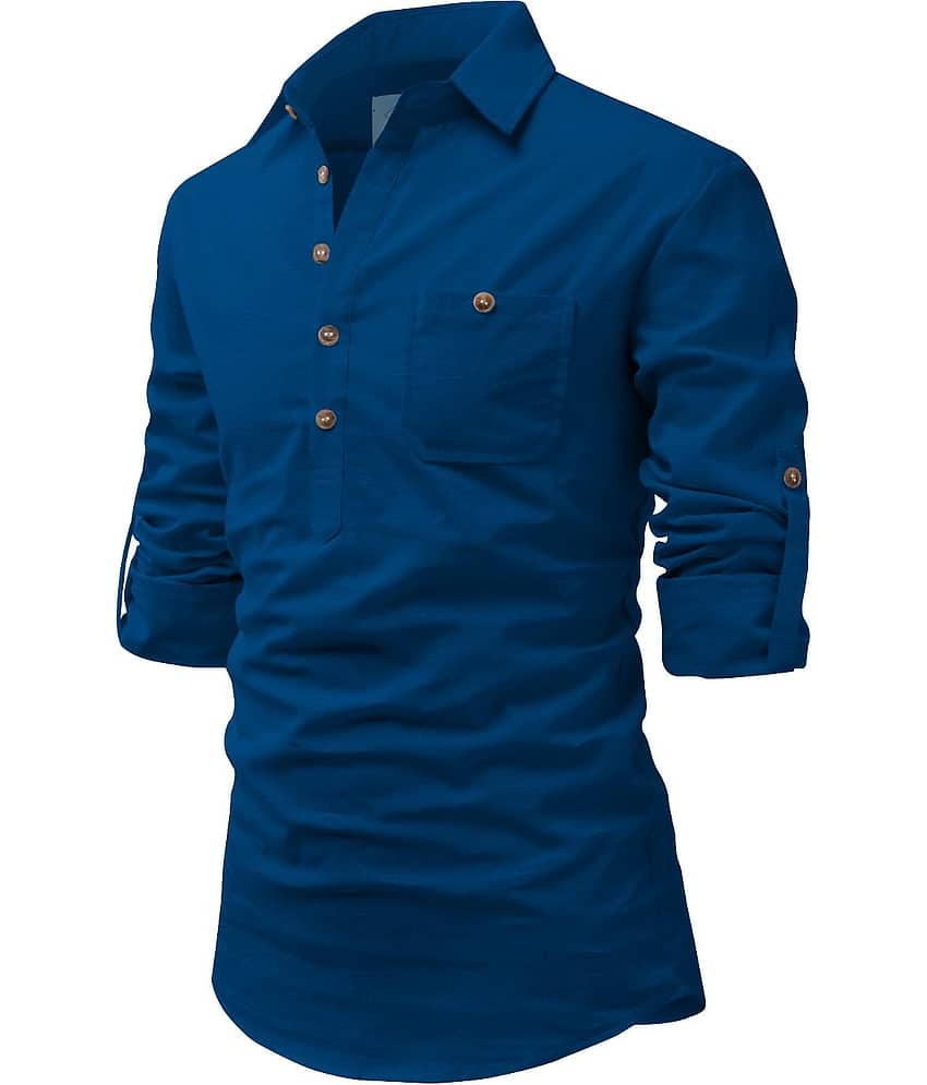 TrendiVastra Pink Cotton Blend Men's Shirt Style Kurta ( Pack of 1 ) view 2