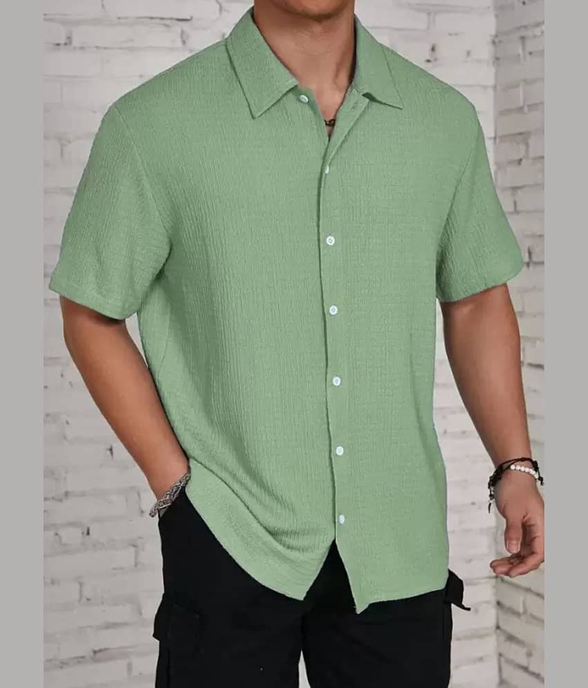 Hitarth Fashion Cotton Blend Regular Fit Half Sleeves Men's Formal Shirt - Green ( Pack of 1 )