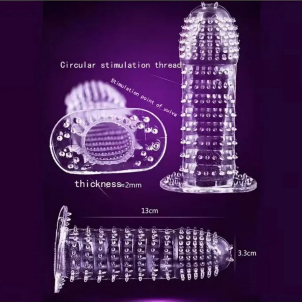 Caxfouck Crystal Condom Cool Flavor 5 Inch Extra Dotted & Comfort Reusable Condom (1 Pc) view 2