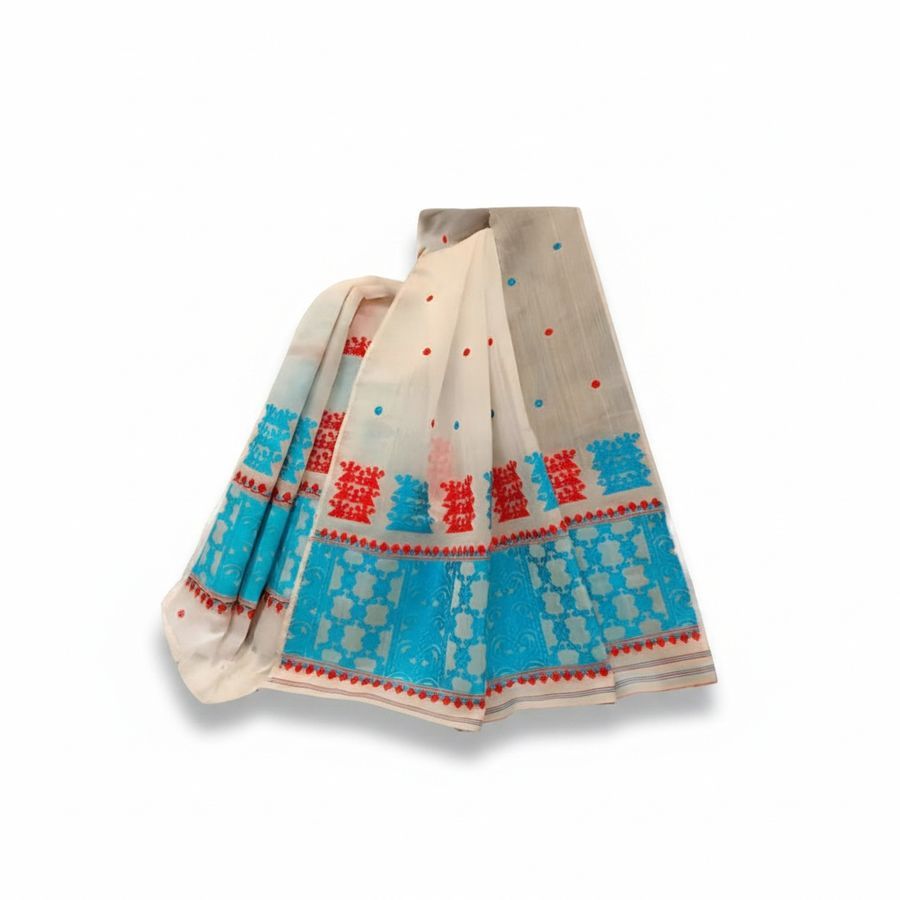 Artisanal Cotton Saree with Traditional Motifs view 2