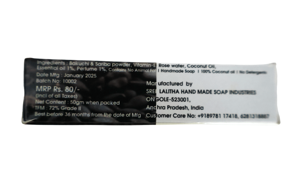 Lalitha Bakuchi & Sariba 100% Organic Natural Handmade Soap view 2