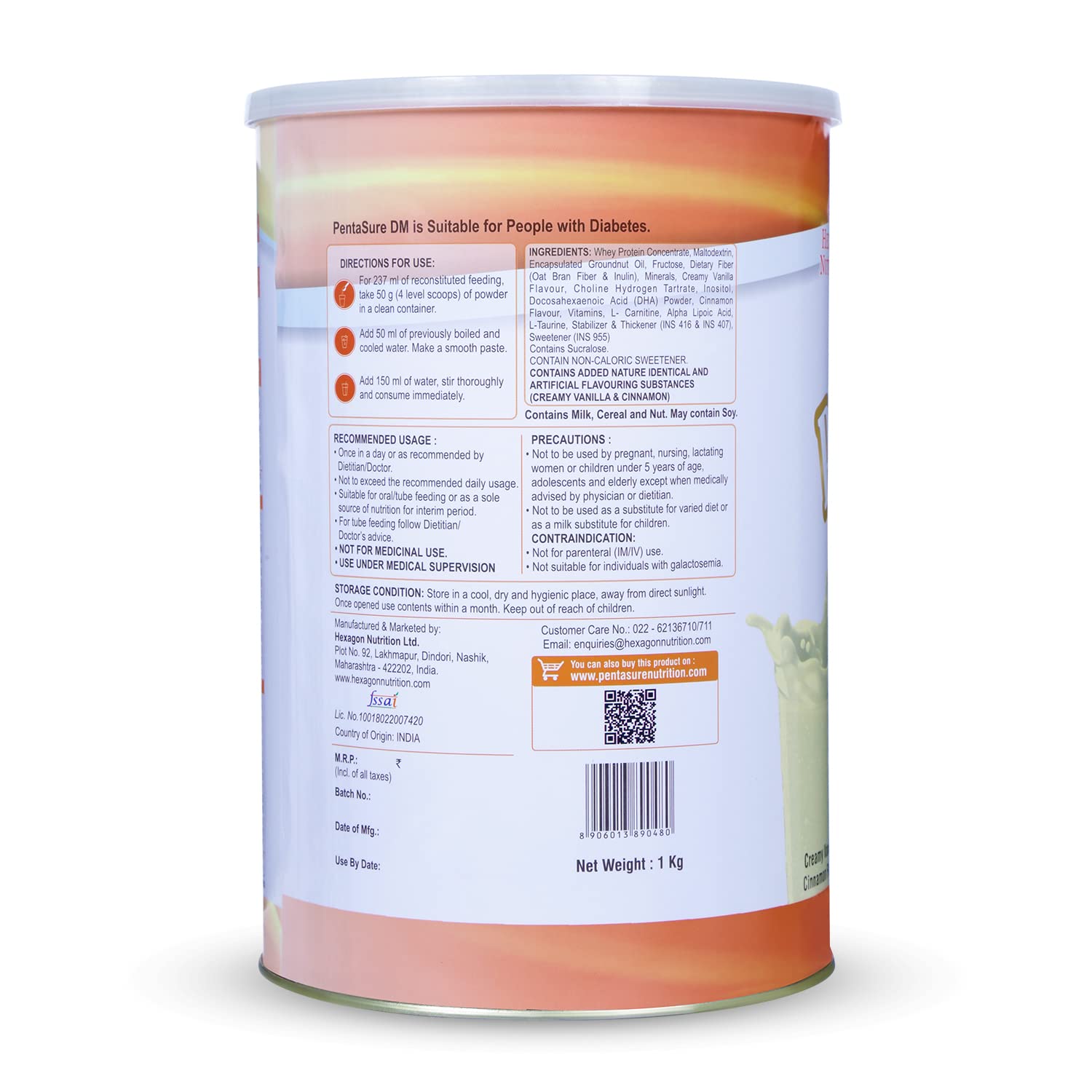 Pentasure Dm Diabetes Care Powder Vanilla 1 Kg view 2