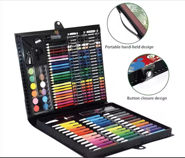 150 Pcs Professional Drawing and Sketching Kit with Foldable Storage Case – Markers, Crayons, Watercolors & Art Supplies Set for Kids view 2