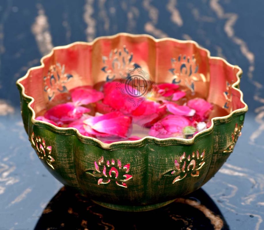Meta Urli Bowl for Floating Flowers and Tea Light Candles Home Decor and Festival Decor Center Table Decoration.(19K) view 2