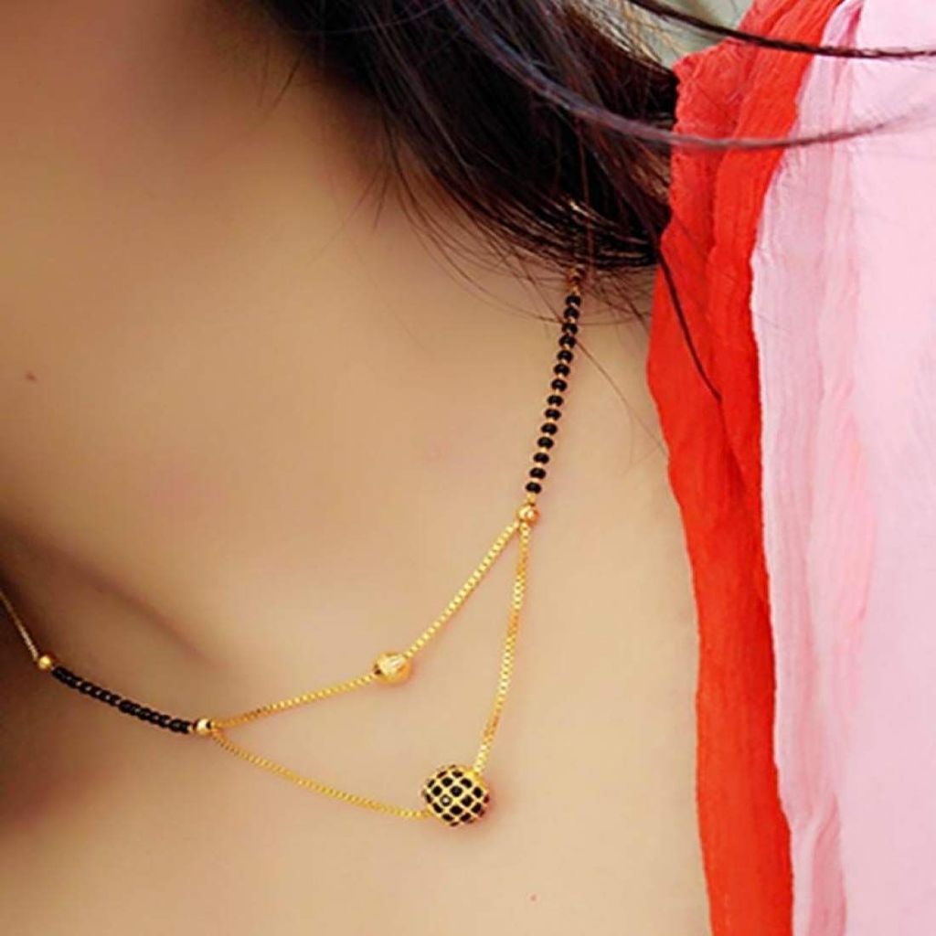 Aarohi13 Multi Strand Gold Plated Pearl Mangalsutra With Chain for Women view 2