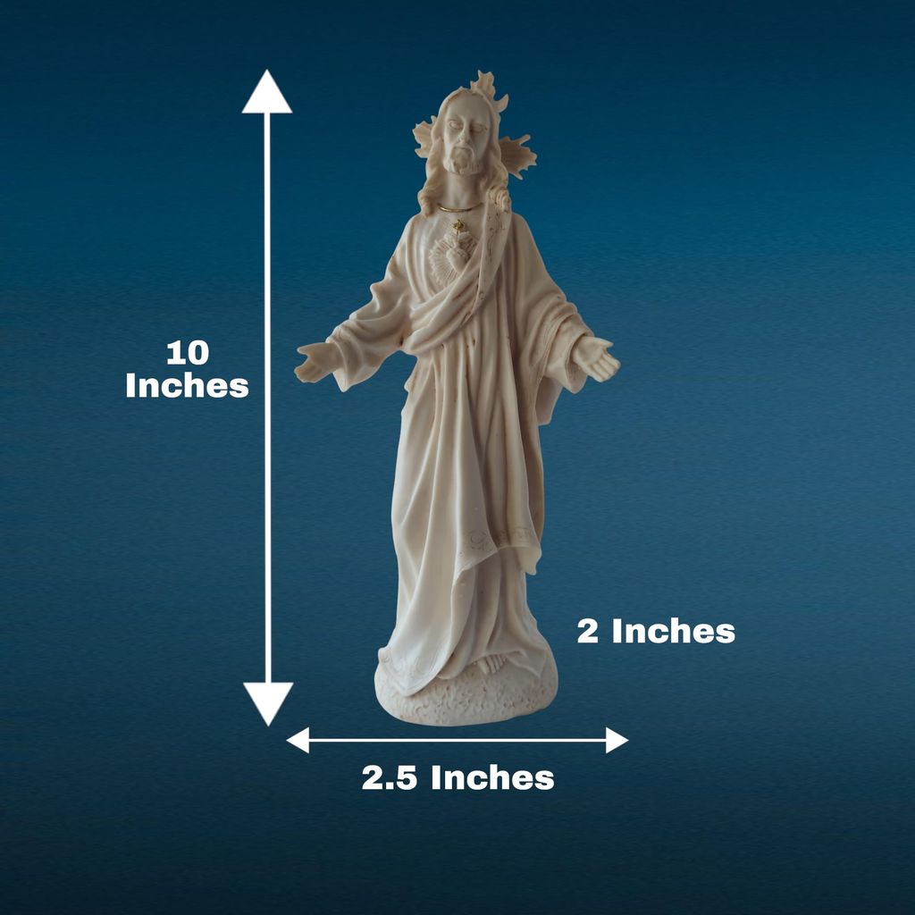 AMS Sacred Heart of Jesus Idol Statue | Christian Home Altar & Prayer Room Decor | Spiritual Religious Figurine for Living Room | Catholic Devotional Showpiece & Jesus Idol for Home (Resin, 25 cm) view 2