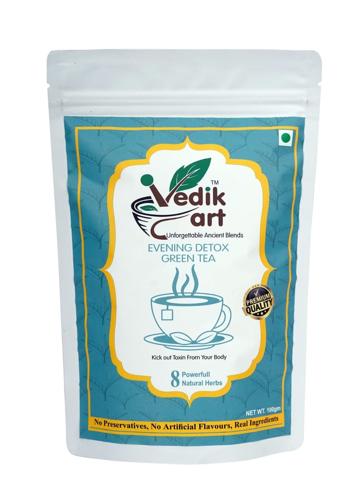 Evening Detox Green Tea - 100% Natural Ayurvedic Tea for Weight Loss, Digestion, and Detoxification - No Preservatives, No Artificial Flavors