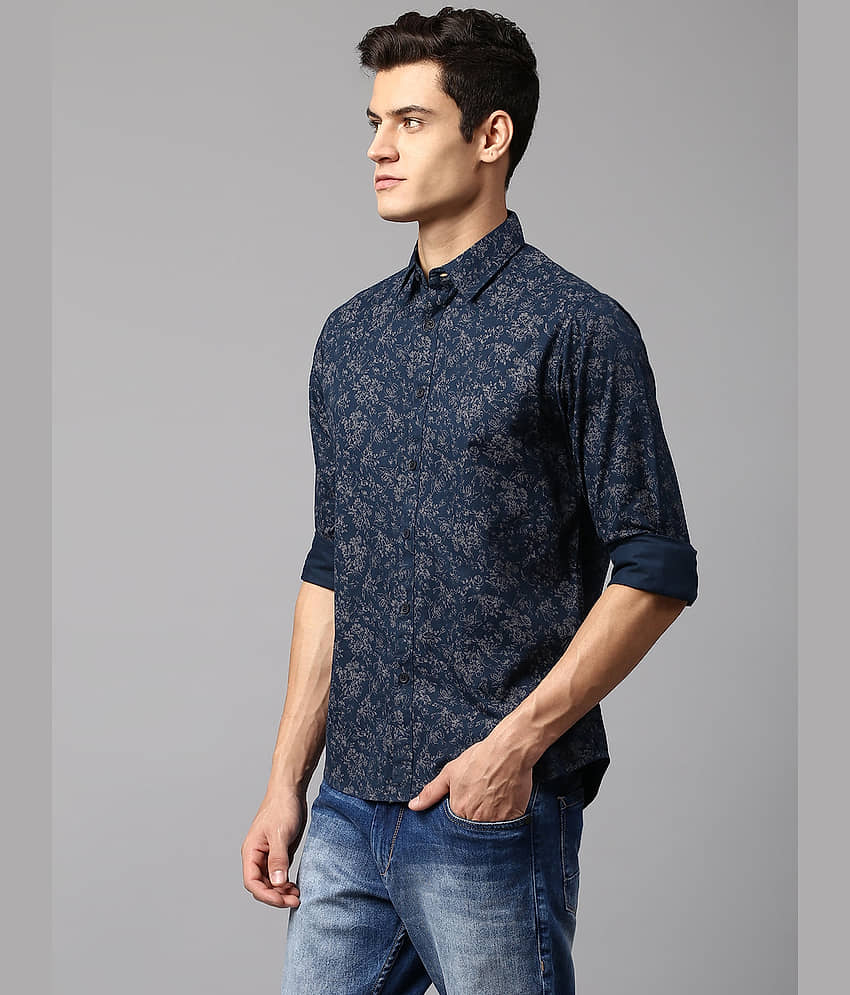 Dennis Lingo - Navy Cotton Blend Slim Fit Men's Casual Shirt ( Pack of 1 ) view 2