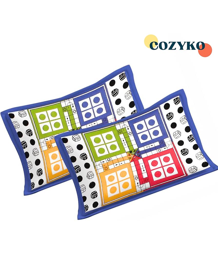 COZYKO Cotton 1 Double Ludo Bedsheet with 2 Pillow Covers ( Blue ) view 2