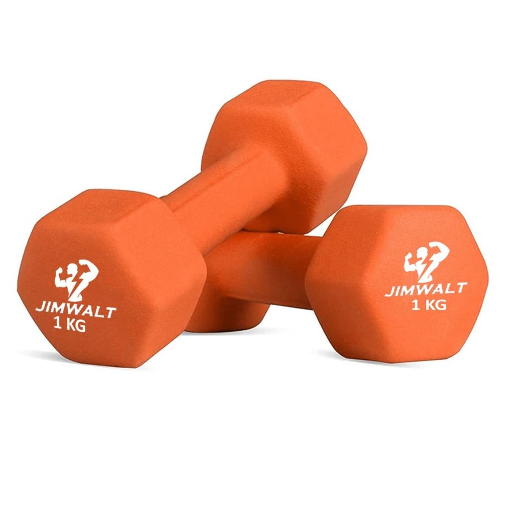 JIMWALT The Indian Made Premium Neoprene Fixed Dumbbells (1+1=2 BLACK)
