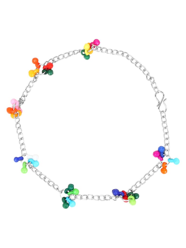 Cardianl Oxidized Silver Color Multicolor Beads Anklet/ Pajeb/ Payal view 2