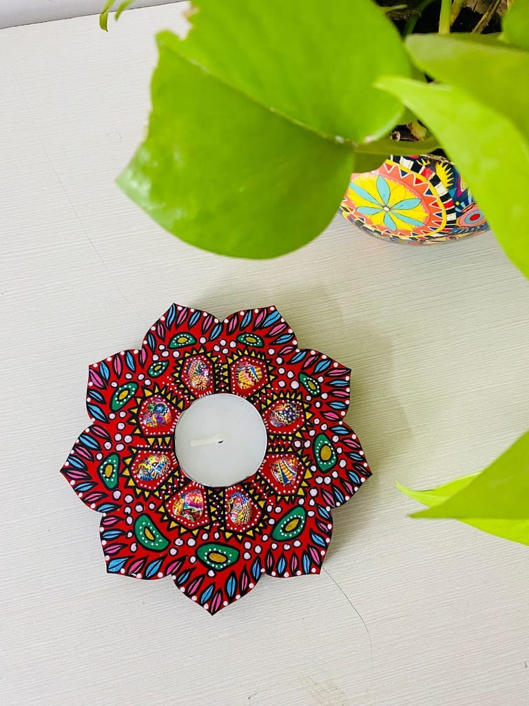 Floral Candle Holder - Red view 2