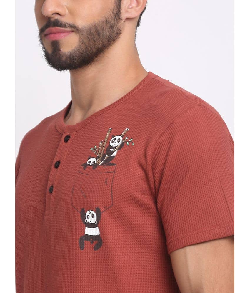 SelFusion Pack of 1 100% Cotton Regular Fit Men's T-Shirt ( Rust ) view 2