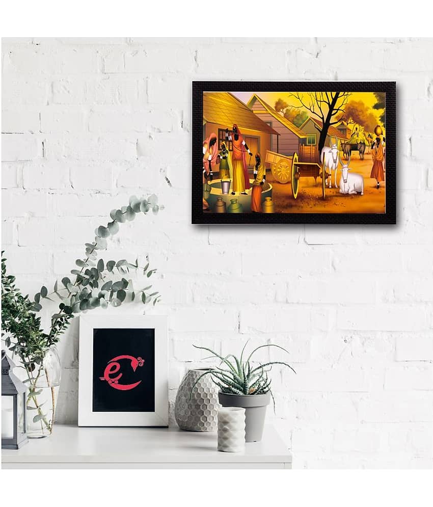 eCraftIndia Multicoloured Village View UV Wall Art view 2