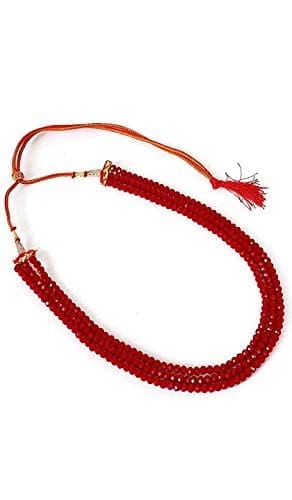 Manbhar Gems - Semi Precious Crystal Gemstone Beads 3 Layer 16 Inch Long Multistrand Necklace for Women (Same as Image)mehroon view 2