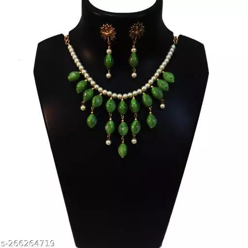 LANPWORK GLASS BEADS FANCY CHOKER NECKLACE view 2
