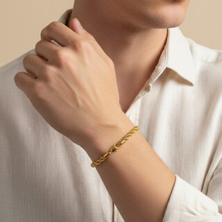 KIMTI 18k Gold Plated Men Bracelet (Gold, Rope Chain) view 2