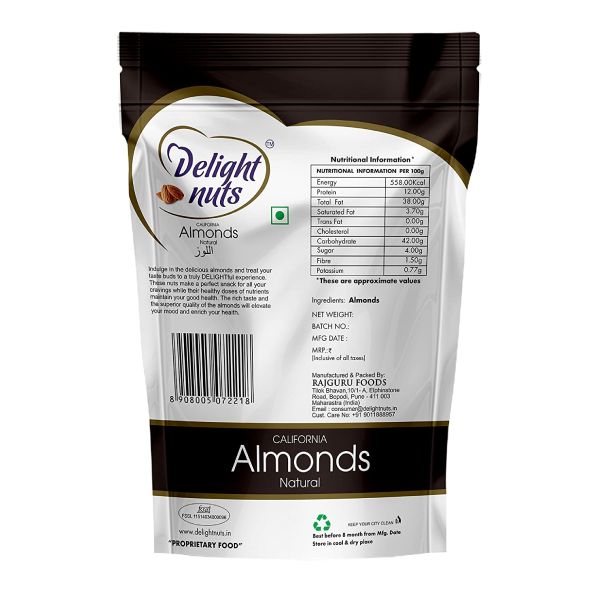 Delight Nuts California Almond Natural 200 Gms view 2