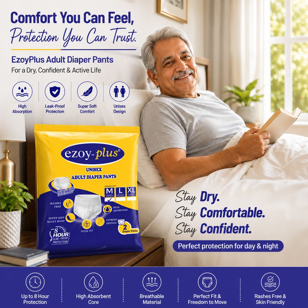 EzoyPlus M Size Adult Diaper Pant,Extreme Dryness, Soft Waist Band & Leak-Proof Protection (Pack of 50) 1 bag view 2