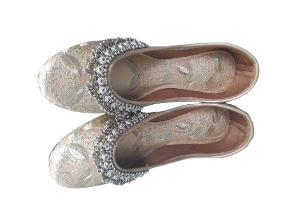 Embroidered Silver Embellished Juttis - Wedding & Party Wear view 2