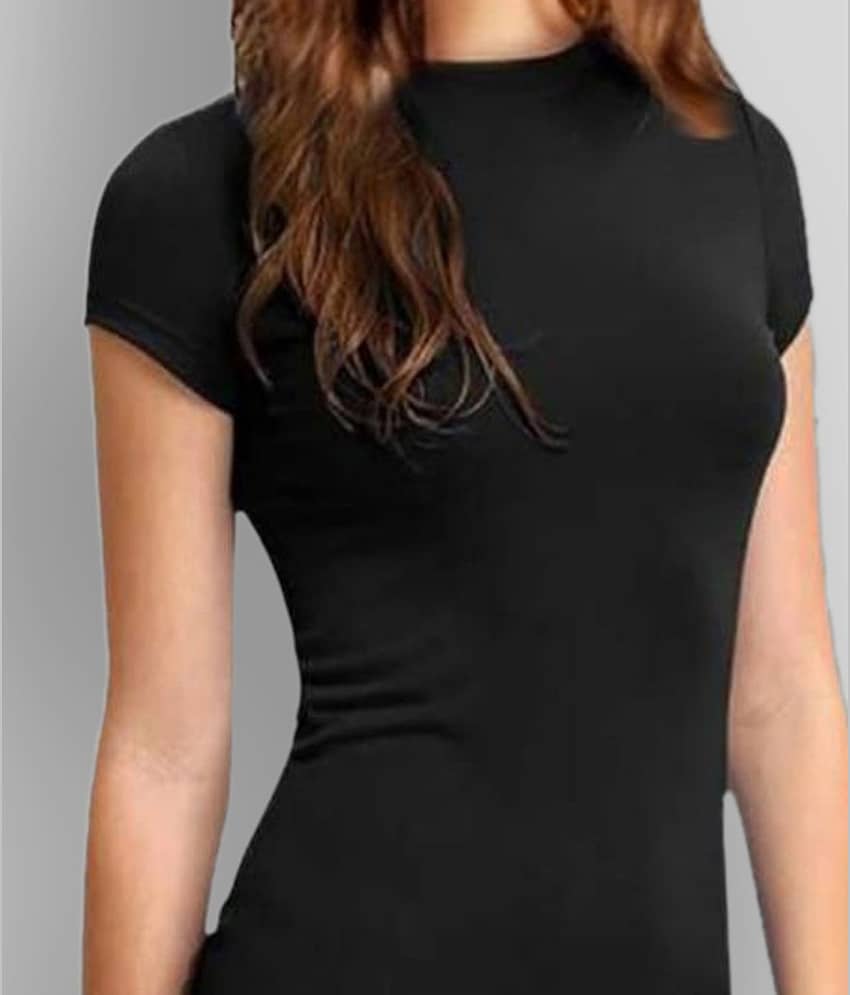 Dream Beauty Fashion Women Cotton Blend Solid Bodycon Dress ( Black ) view 2