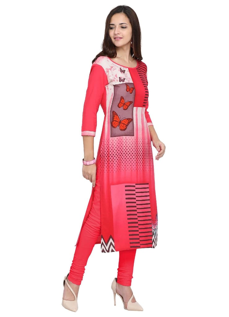 SHOPPING QUEEN Women Rayon Straight Kurta view 2