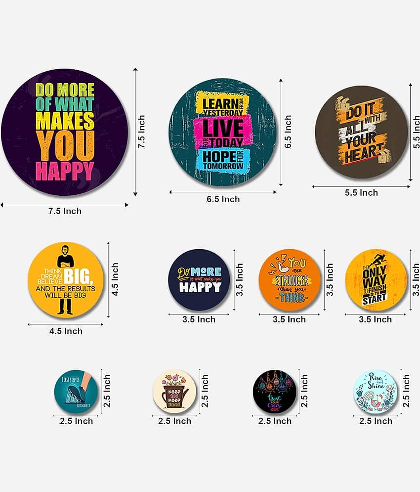 SNDArt Set Of 11 Modern Art Motivational Quotes Round Self Adhesive Wall Decor Gift Items Digital Reprint 21 inch x 26 inch view 2
