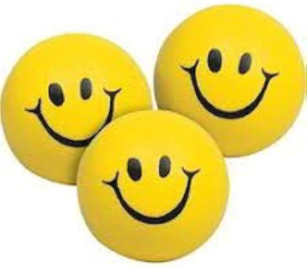Yellow Smiley Face Stress Ball pack of 3 view 2
