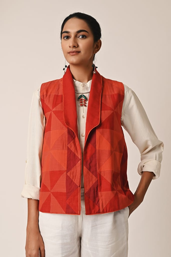 Rishta Sleeveless Red Ralli Jacket view 2