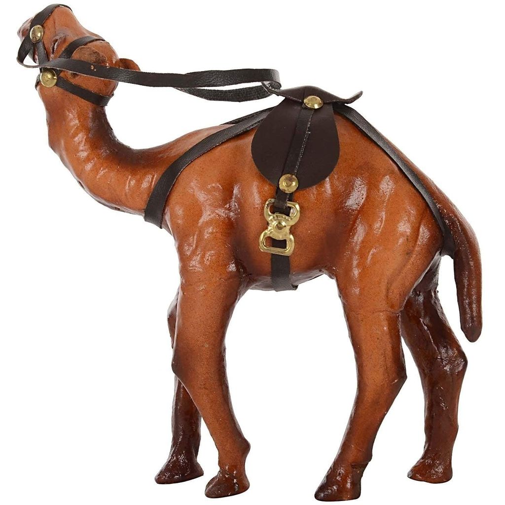 Shree Vishwakarma Handicrafts - Handicraft showpiece Rajasthani Wooden Leather & Suede Standing Figurine (Brown) (Camel) view 2