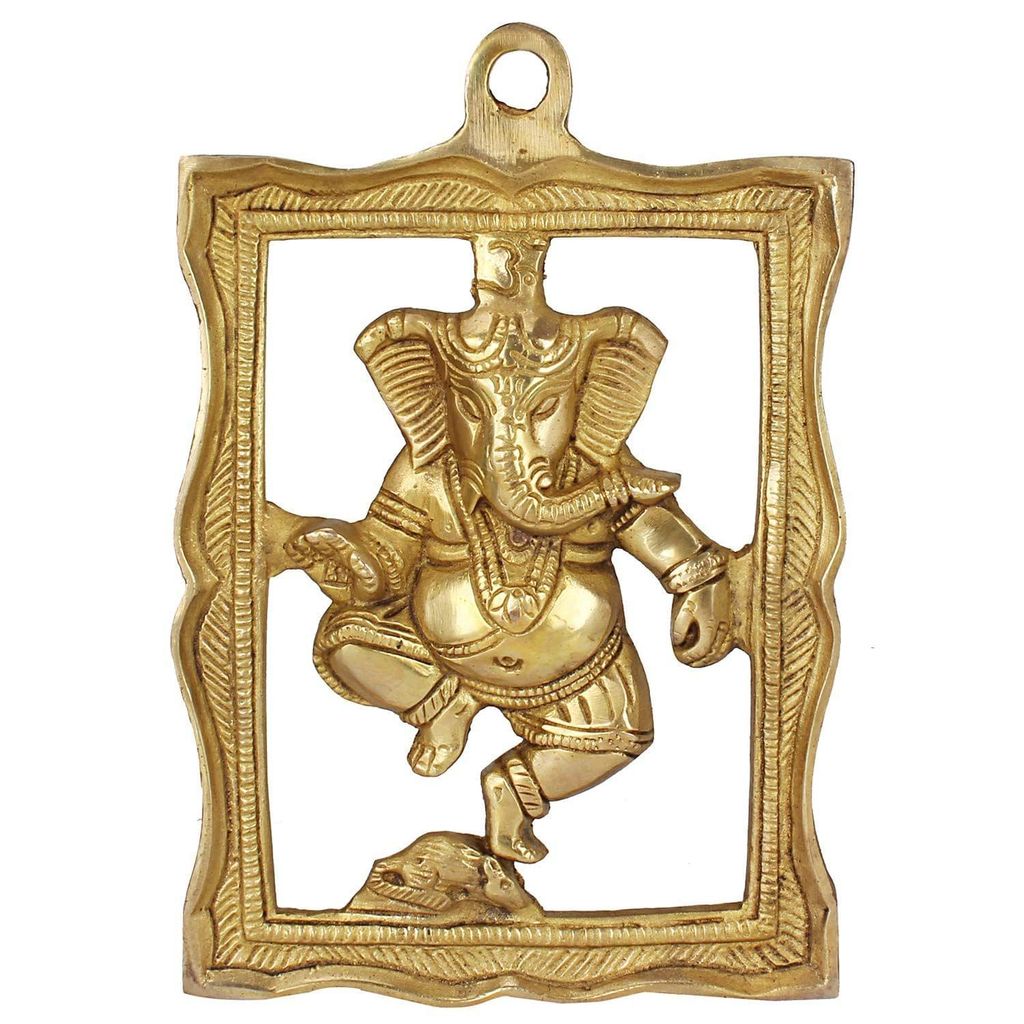 ARTVARKO Brass Ganesha Bhagwan Wall Hanging Frame for Home Decor Entrance Ganpati Gift Murti Statue Success Office Decoration Diwali Chaturthi Pooja view 2