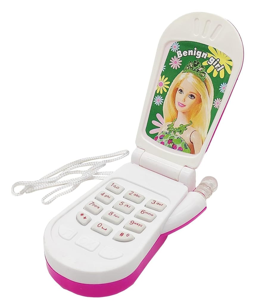 Planet of Toys Flip Style Classic Design Musical Cell Phone Toy for Kids and Toddlers | Pretend Play Toy | with Music and Blinking Light | Open Flip Toy Phone view 2
