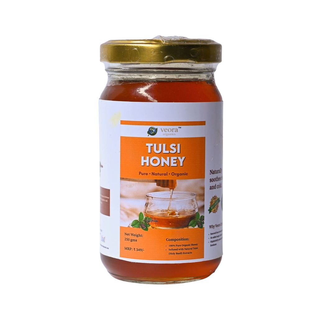 Veora Organics Tulsi Honey | 100% Pure & Natural Honey with Tulsi (Holy Basil) | Raw Unprocessed Honey | Immunity Booster for Cough, Cold & Throat Relief | Natural Sweetener | 250g view 2