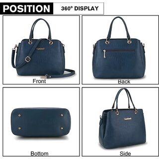 LAIK Premium PU Leather Handbags for Women Crossbody Bags for Women Top Handle Shoulder Bag Trendy Handbag for Women Adjustable Detachable Sling Strap Blue view 2