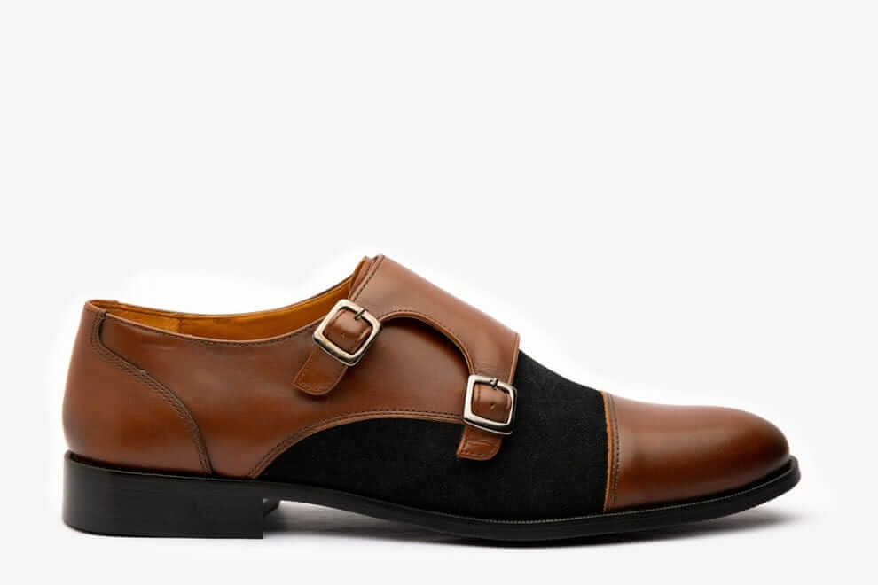HILL BIRD Roln Black & Brown Monkstrap Shoes view 2