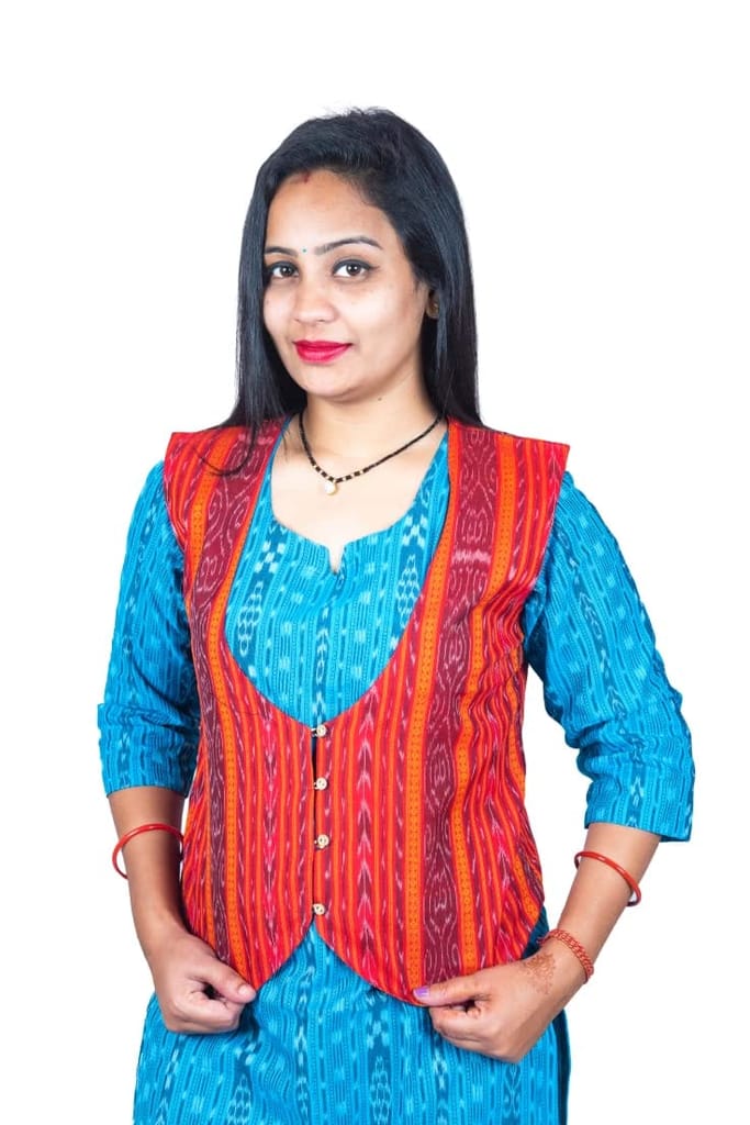GHL � GUENDICHA HAAT LLP Sambalpuri Certified Handloom Women's Pure Cotton Jacket view 2
