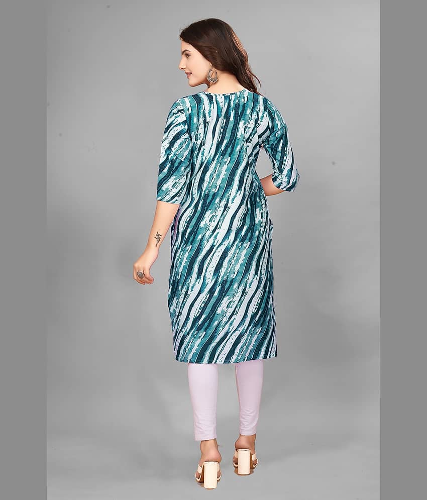 vachhraj group Crepe Printed Straight Women's Kurti - Navy Blue ( Pack of 1 ) view 2