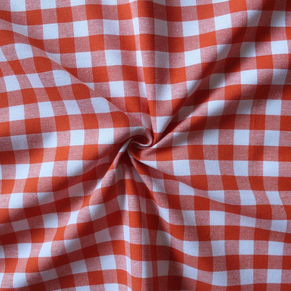 AIRWILL 100% Cotton Checkered Pattern 2 Seater Square Table Cover Sized, 36x36 inches (Orange, Pack of 1) view 2
