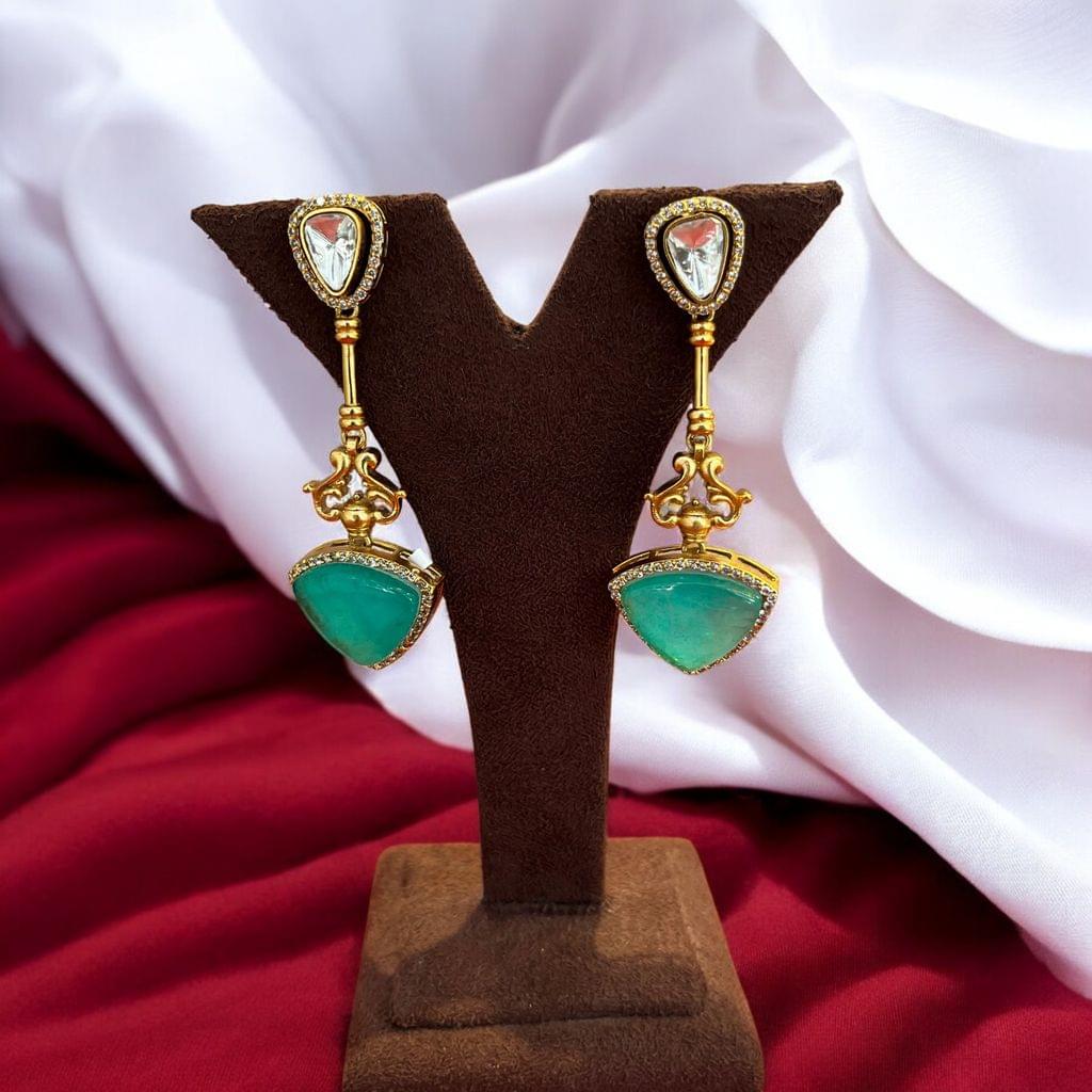 Peacock Emerald Earrings By Dia Art Jewels view 2